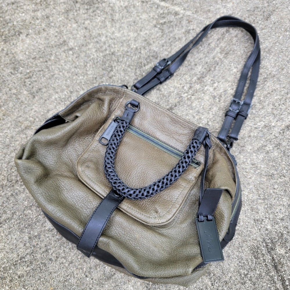 Joy Gryson Olivia Lambskin Leather Green  Espresso Handbag Purse Bag $695 - Picture 15 of 15